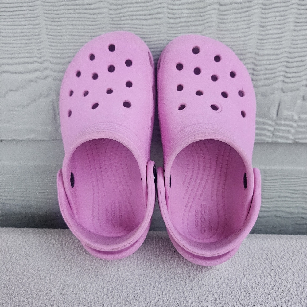 Crocs Classic Clog Girl SZ 10 Slip-On Light Pink Water Shoes - Picture 8 of 12